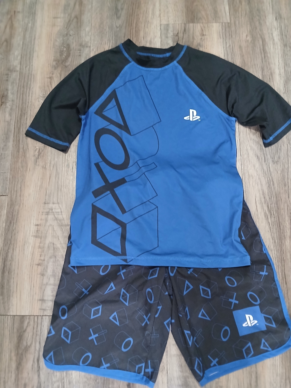 Playstation Kids Blue and Black Swim Trunks Set